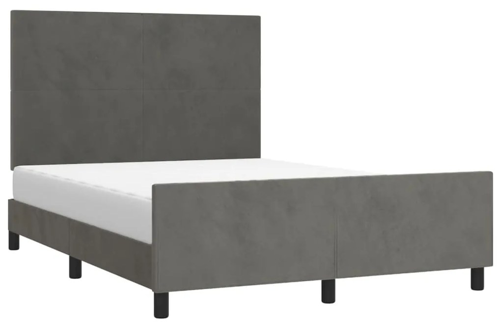 Estrutura de cama sem colchão 140x200 cm veludo cinzento-escuro
