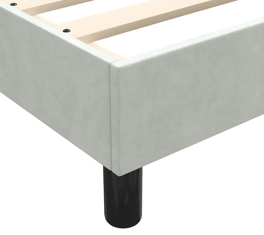 Cama boxspring c/ colchão 120x220 cm veludo cinzento-claro