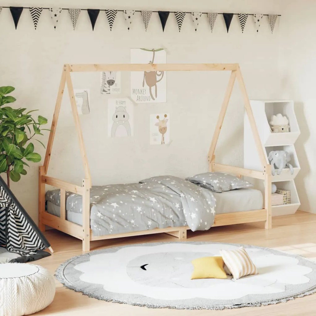 vidaXL Estrutura de cama infantil 80x160 cm pinho maciço