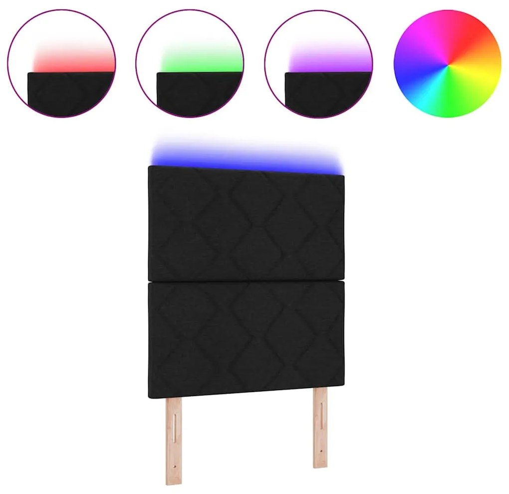 Cabeceira LED vidaXL Design de Blocos de Diamante Preto 80 cm Tecido