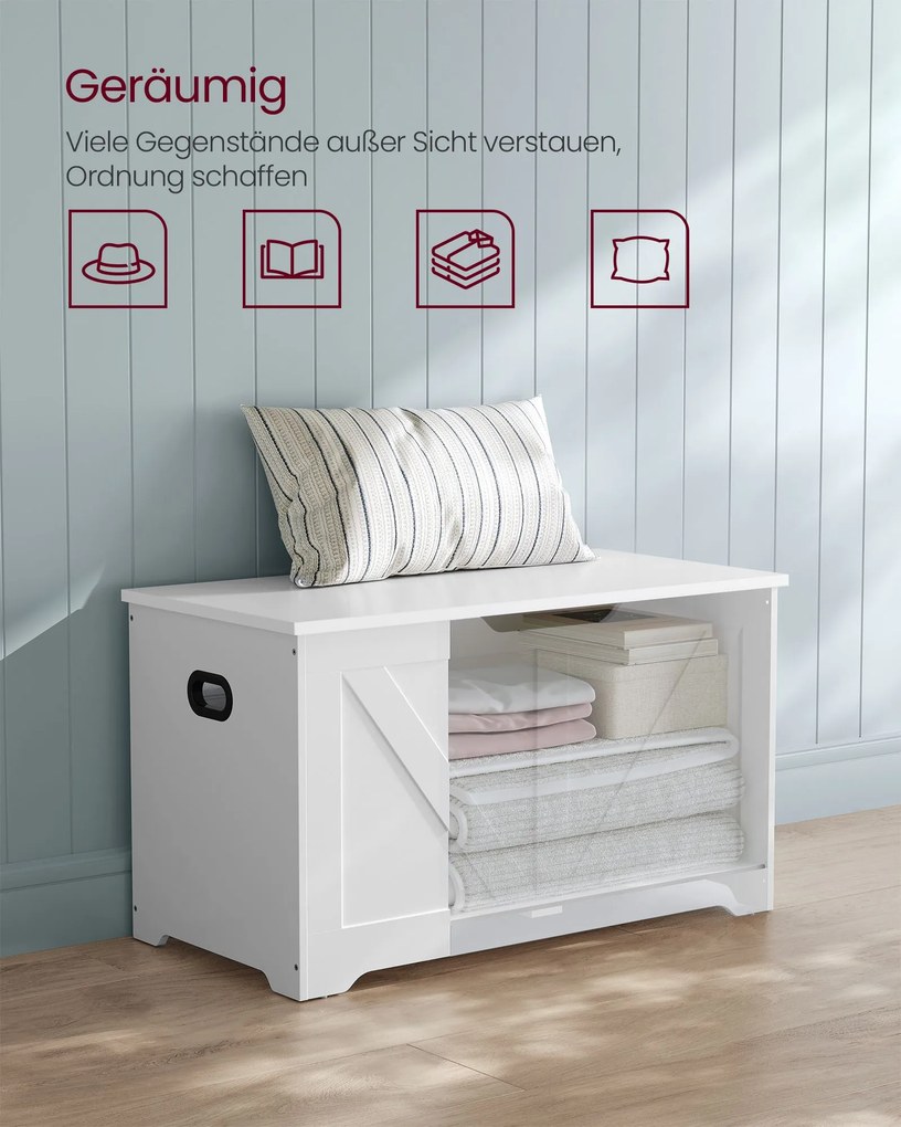 Banco com espaço de arrumação estilo celeiro 40 x 80 x 46 cm branco