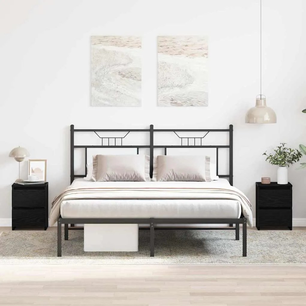 Camas de cabeceira vidaXL com gavetas 2 pcs Carvalho Preto 30x30x40 cm