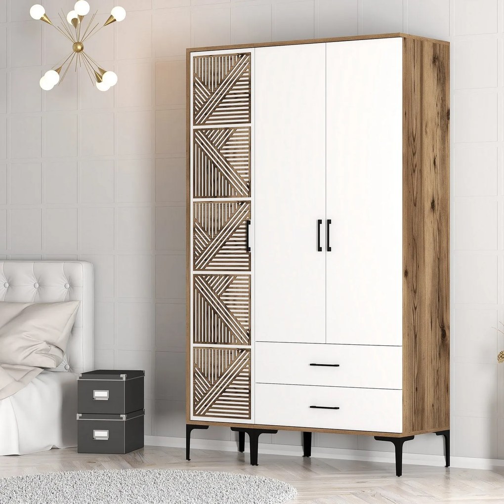****  
Roupeiro Kumsal PT – Nogueira/Branco – 120x47,5x201,4 cm

**