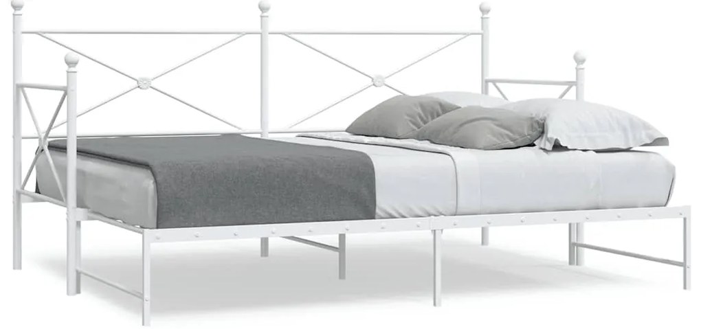 vidaXL Cama de dia com gavetão sem colchão 80x200 cm aço branco