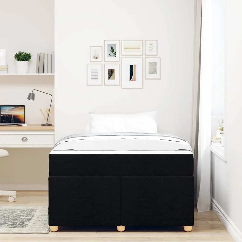 Estrutura de cama com colchão Outros Preto 120 x 200 cm tecido