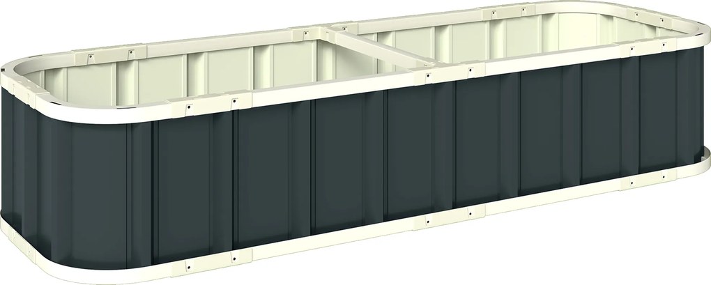 Outsunny Jardineira elevada em aço galvanizado, canteiro de jardim com luvas e bordas dobradas, 165 x 52 x 31 cm, cinza escuro | Aosom Portugal