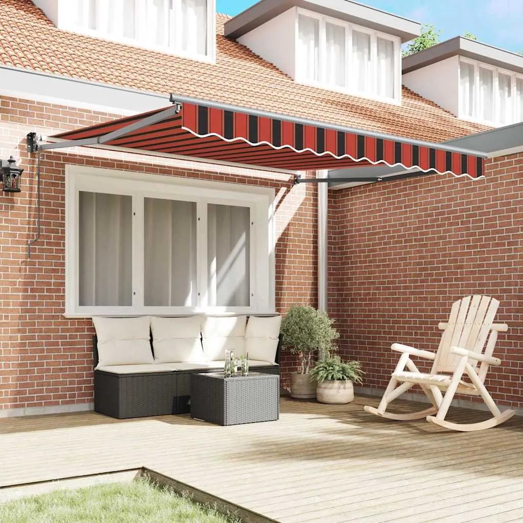 Toldo Retrátil Automático Laranja e Marrom 300 x 250 cm