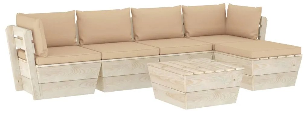 3063507 vidaXL 6 pcs conjunto lounge de paletes + almofadões madeira de abeto