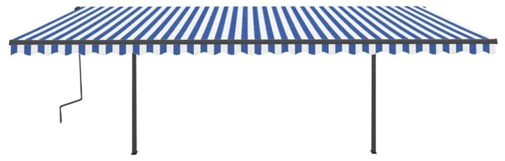 Toldo retrátil manual com LED 6x3 m azul e branco