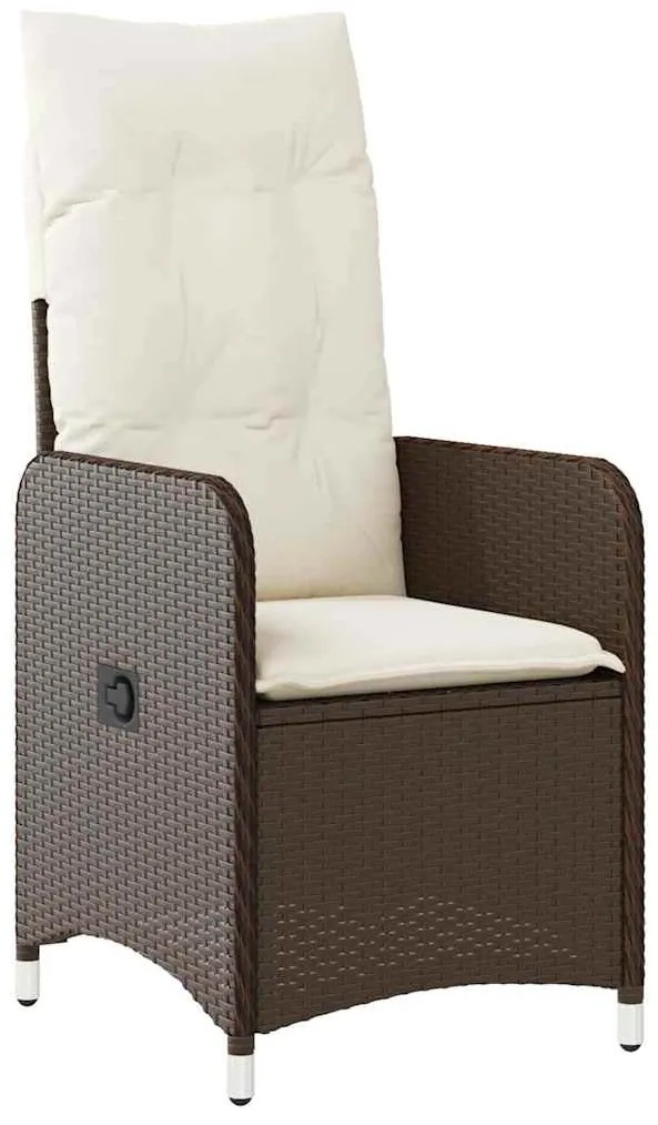 5 pcs conjunto bistrô p/ jardim c/ almofadões vime PE castanho
