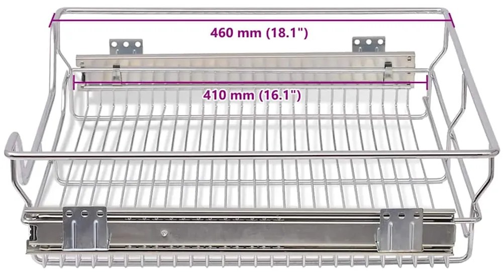 Cestos de arame extraíveis 2 pcs 600 mm prateado