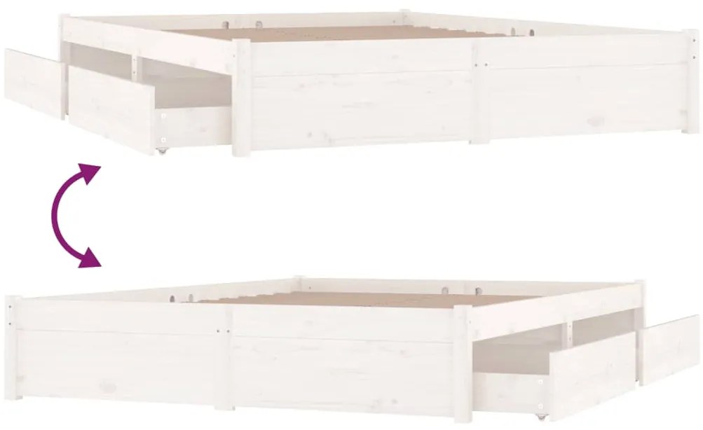 Estrutura cama c/ gavetas 180x200 cm tamanho Super King branco