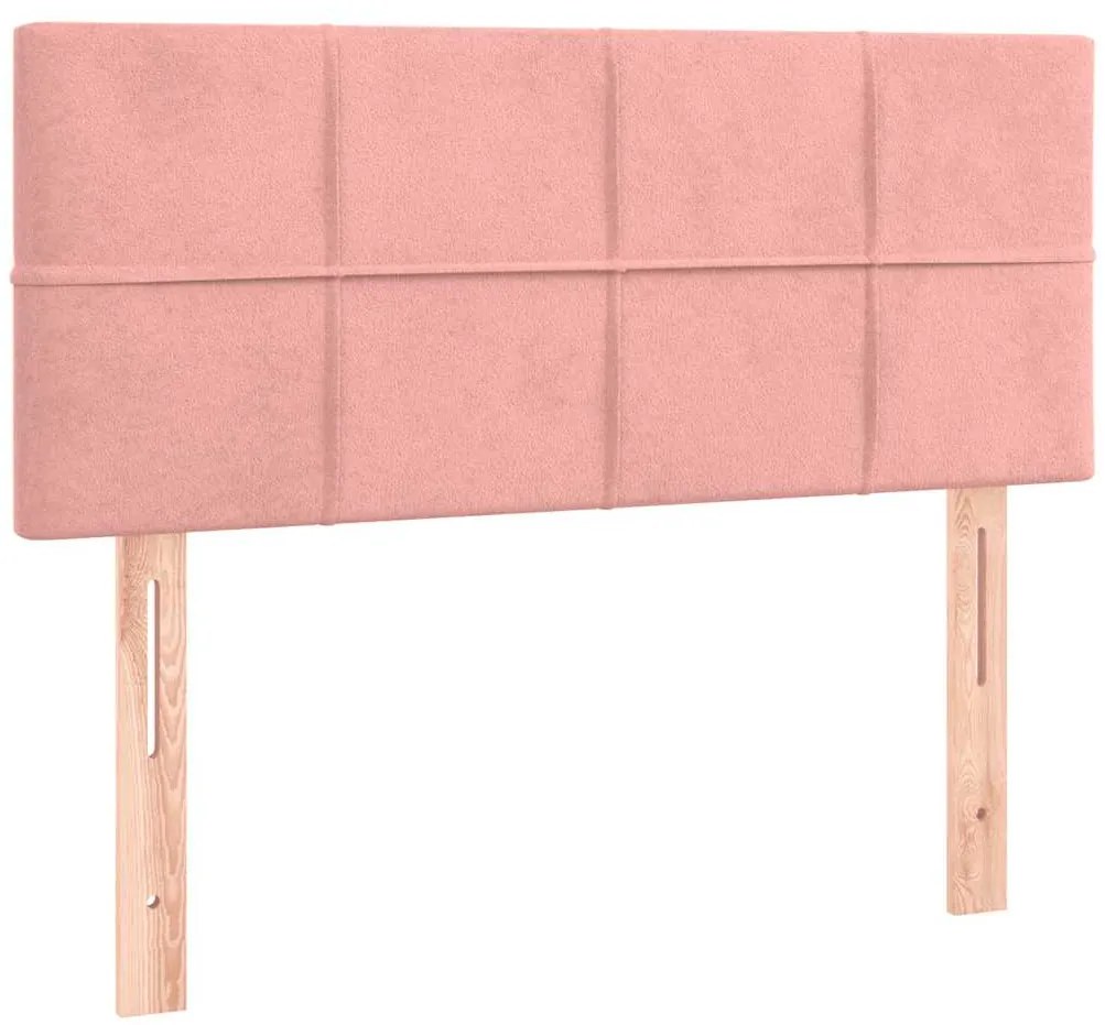 Cama box spring c/ colchão luzes e LED 120x190 cm veludo rosa
