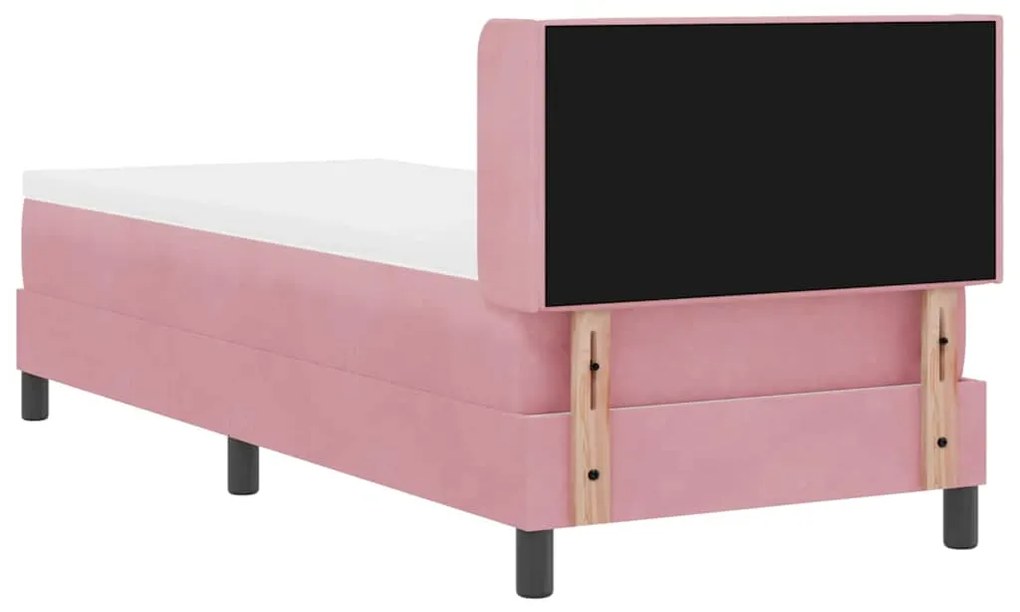 Cama Box Spring com Colchão Rosa 80x200 cm Veludo