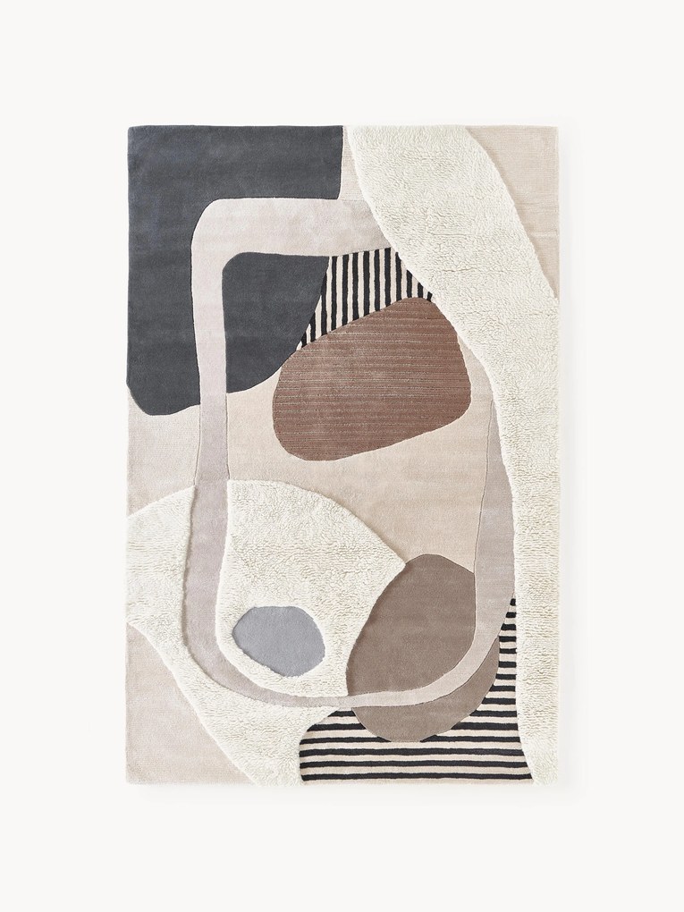 Tapete em lã artesanal com relevo Rosco