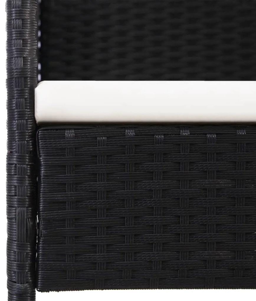 Cadeiras de jardim c/ almofadões branco nata 4pcs vime PE preto