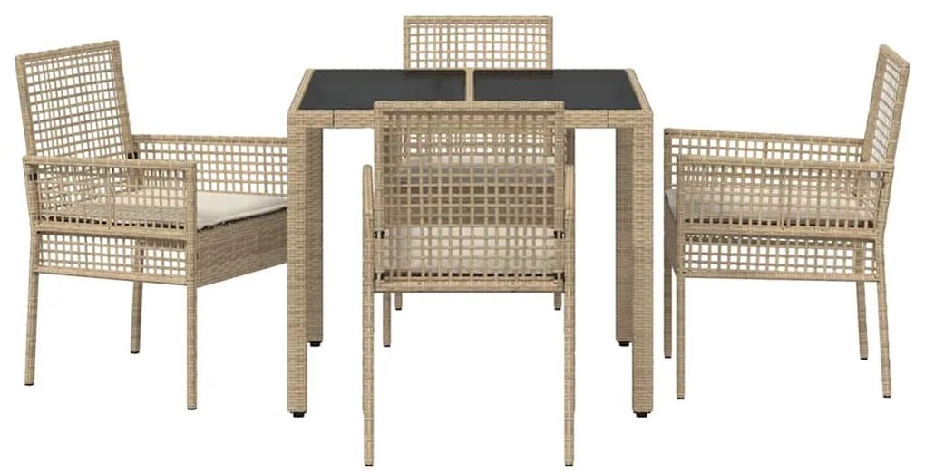 Conjunto de Jantar para Jardim 5 pcs Bege 90 x 90 x 75 cm