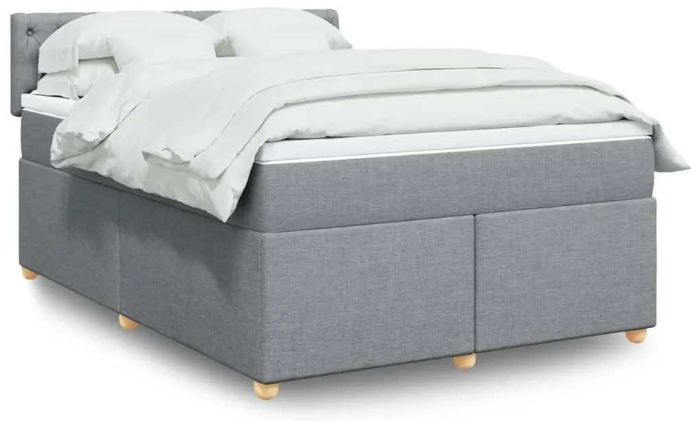 vidaXL Cama com molas/colchão 160x200 cm tecido cinzento-claro