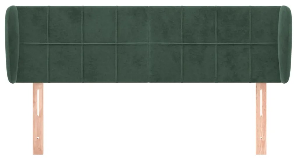 Cabeceira de cama c/ abas veludo 147x23x78/88cm verde-escuro