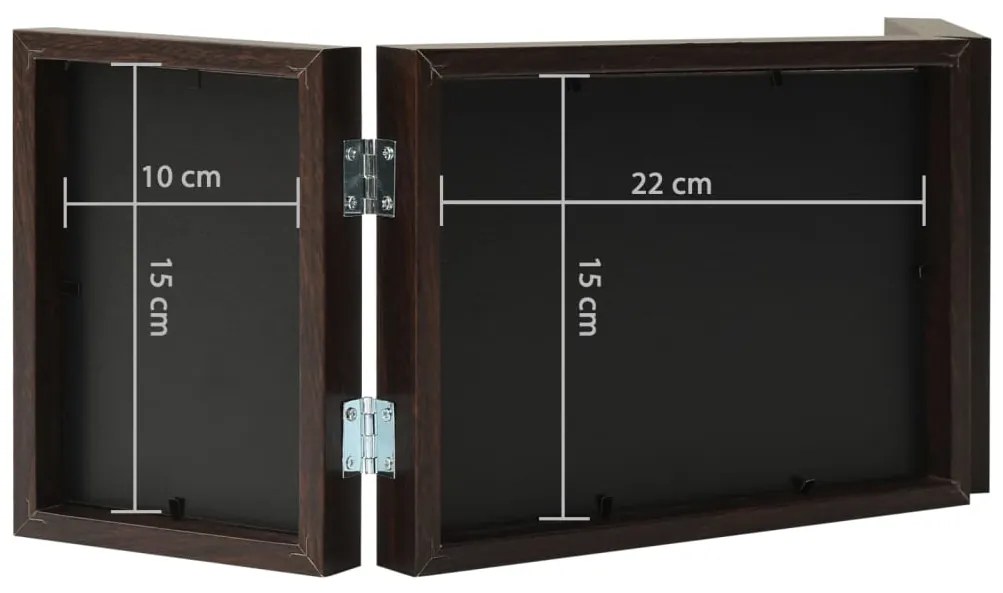Moldura com três dobras 22x15 cm+2x(10x15 cm) castanho-escuro
