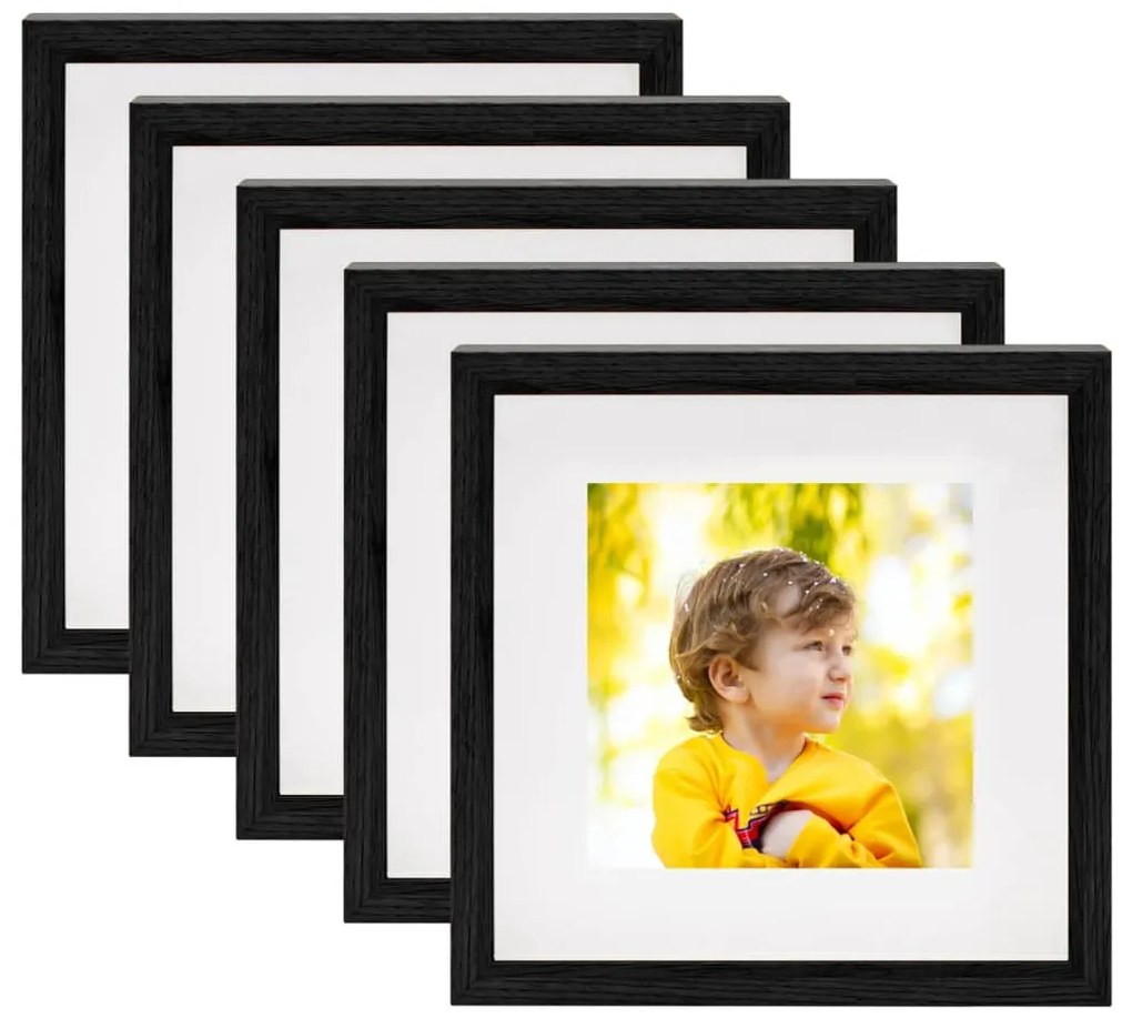 332739 vidaXL Molduras 3D 5 pcs 23x23 cm para fotografia de 13x13 cm preto