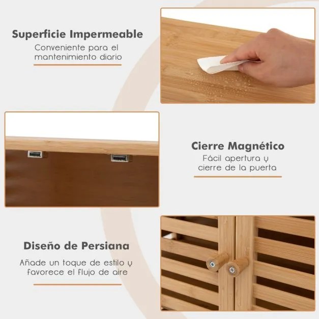 Armário de Casa de Banho "BambuShore" – Compacto e Funcional com Prate