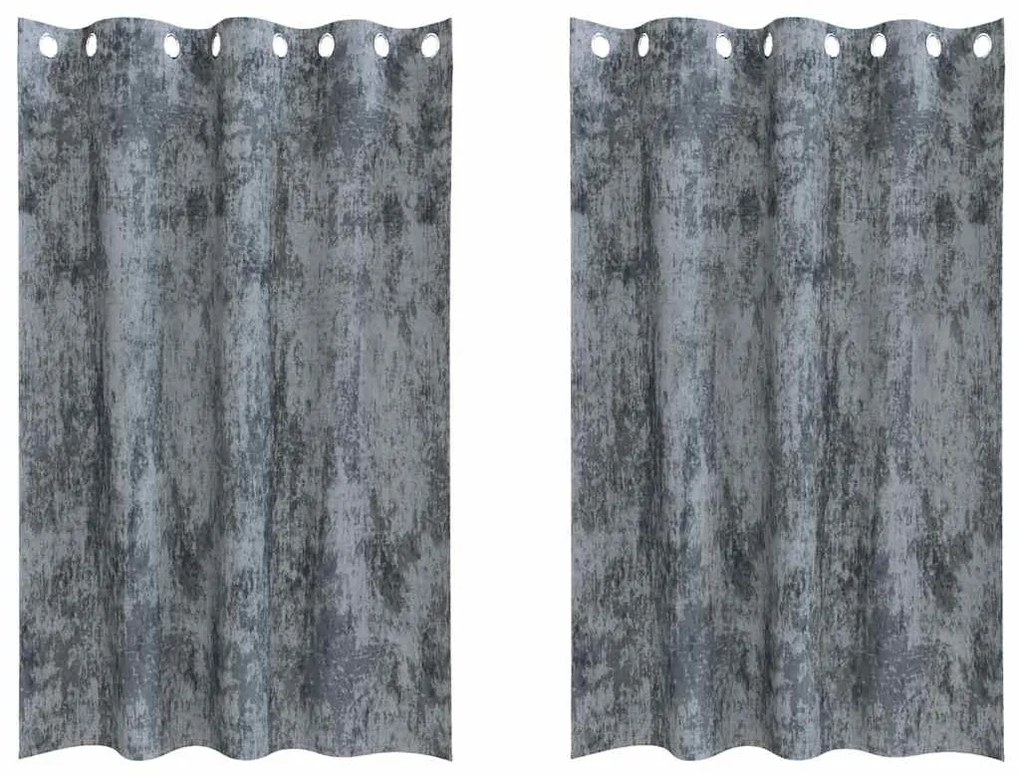 Cortinas de Veludo 2 Peças com Ilhós Cinza Prata 140x175 cm