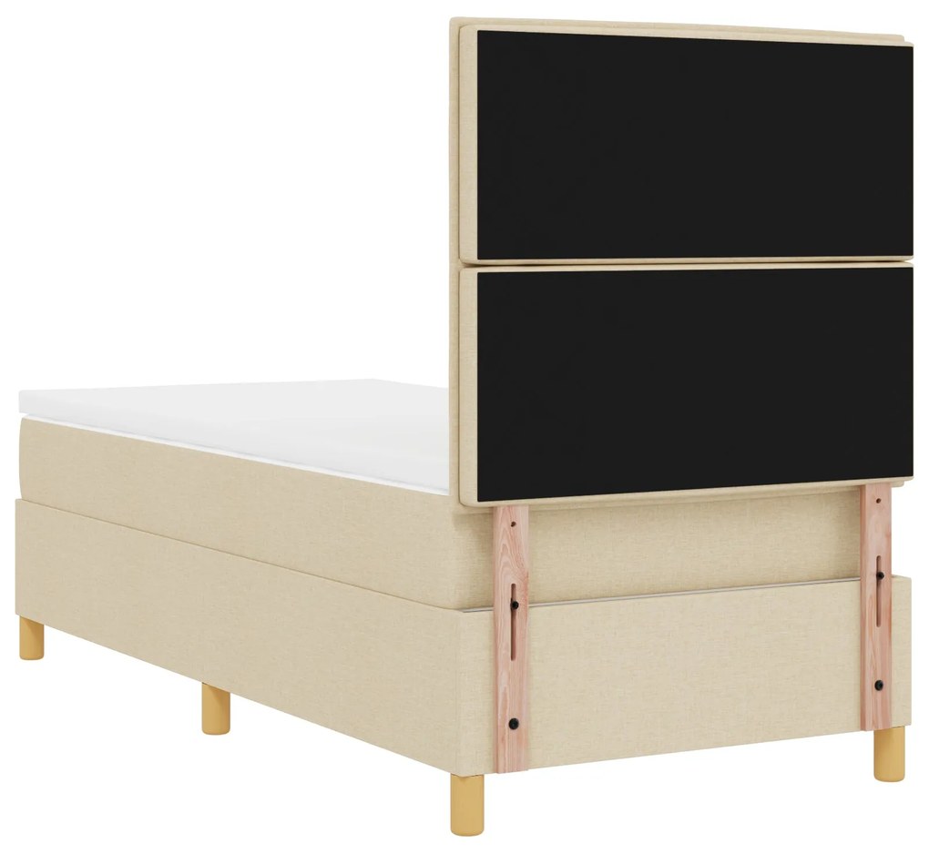 Cama Box Spring com Colchão Creme Cama de Solteiro Tecido