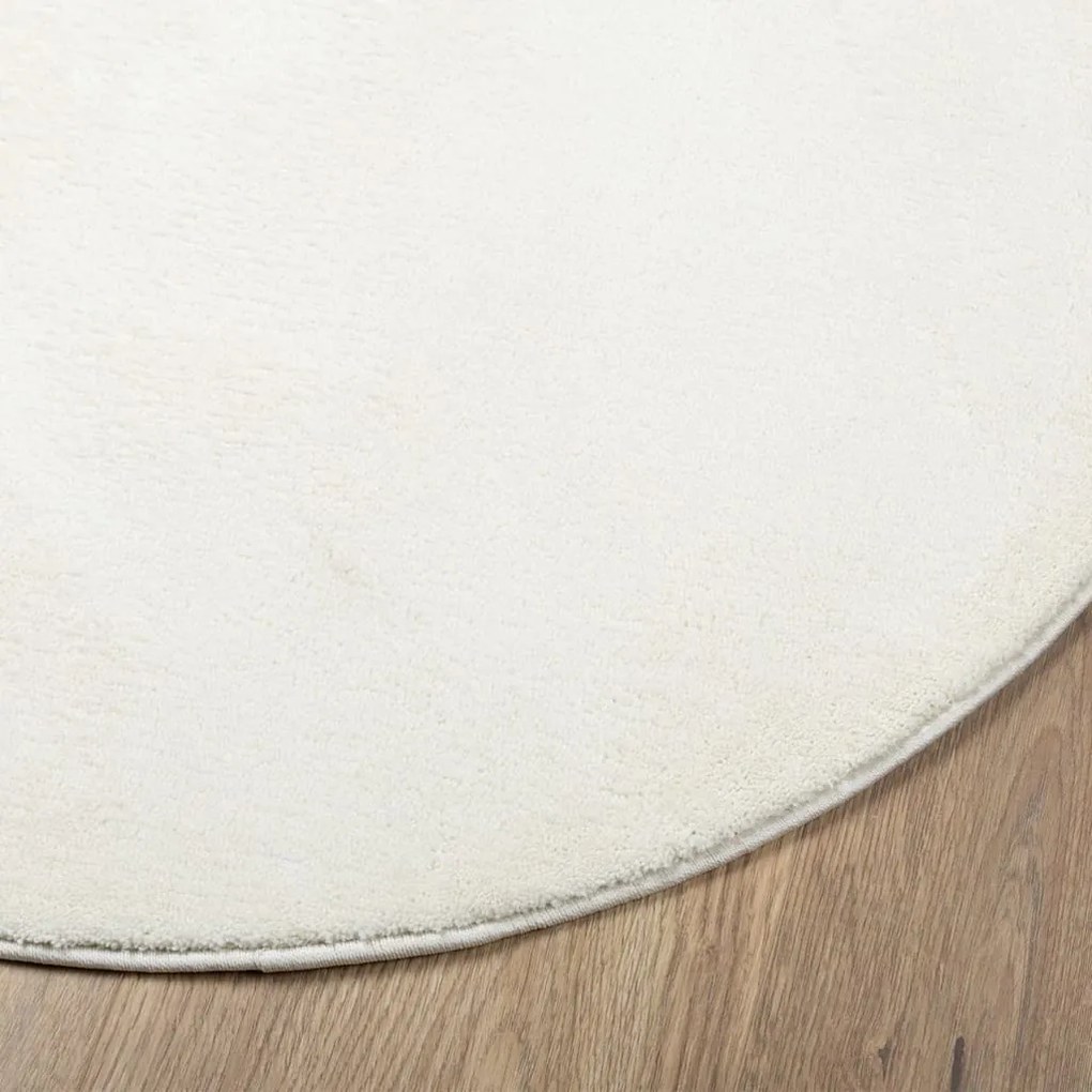 Tapete de pelo curto OVIEDO Ø 80 cm creme