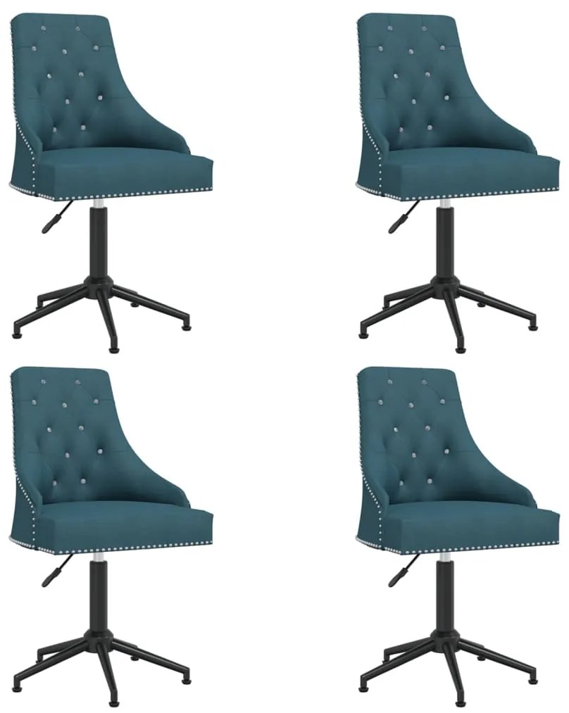 vidaXL Cadeiras de jantar giratórias 4 pcs veludo azul