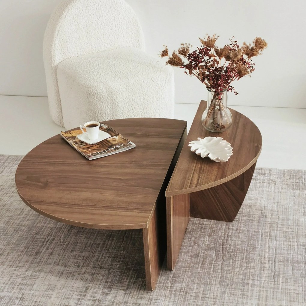 Mesa de Centro "Podium" – Nogueira - 90x60x30 cm – Design Moderno