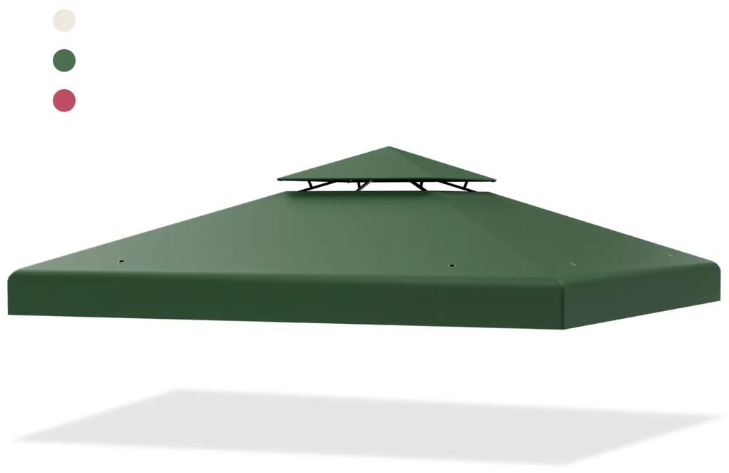 Teto duplo para substituição do tenda ou pérgula de jardim 3 x 3 m poliéster com fivelas Verde