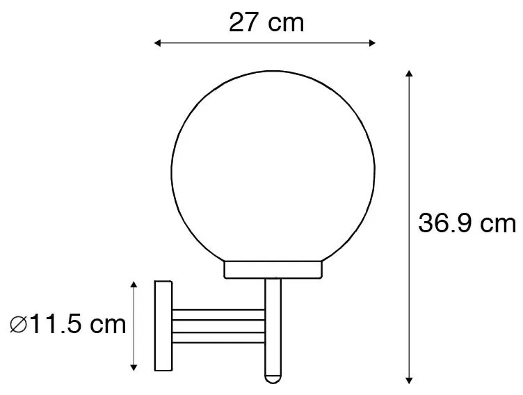 Candeeiro de parede exterior preto com plástico IP44 aço inoxidável - Sfera Moderno