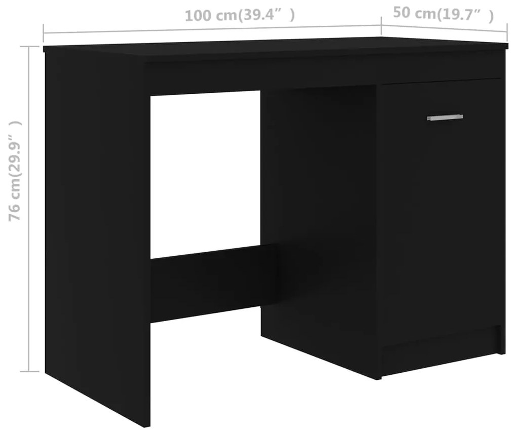 Secretária 100x50x76 cm derivados de madeira preto