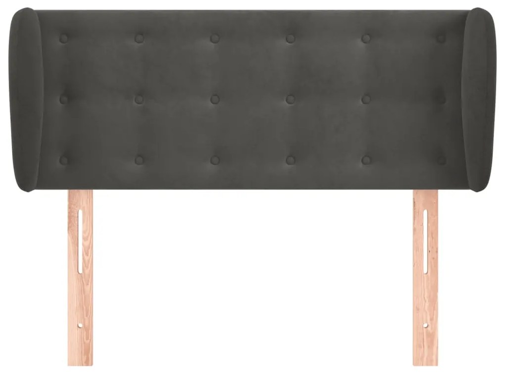 Cabeceira de cama c/ abas veludo 93x23x78/88 cm cinzento-escuro