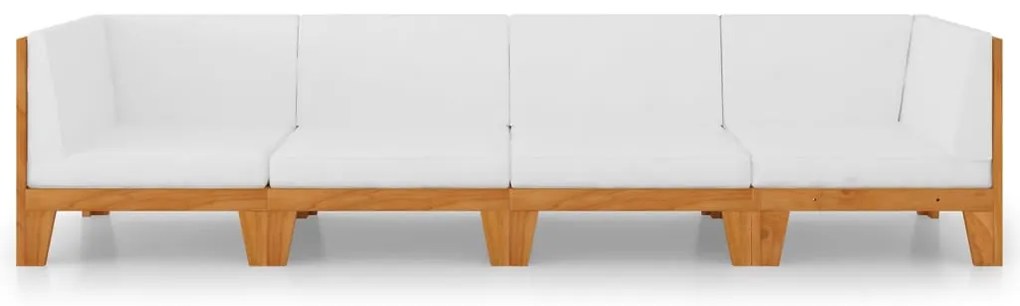 4 pcs conjunto lounge de jardim c/ almofadões acácia maciça