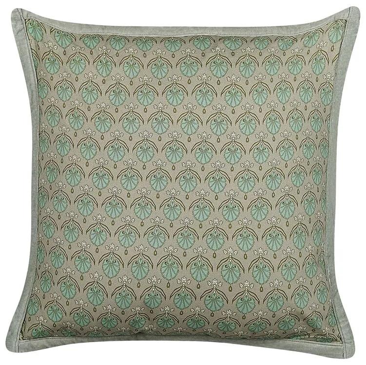 Almofada decorativa com padrão de folha em algodão verde 45 x 45 cm PICTUS Beliani