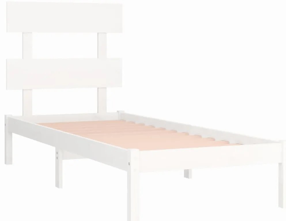 Estrutura de cama solteiro 90x190 cm madeira maciça branco