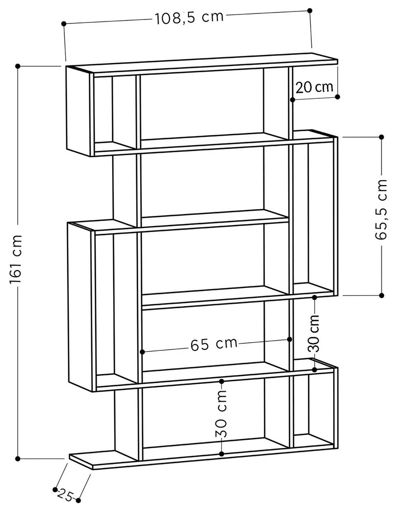 Estante Mito – Antracite e Castanho Claro – 110x161x25,5 cm
