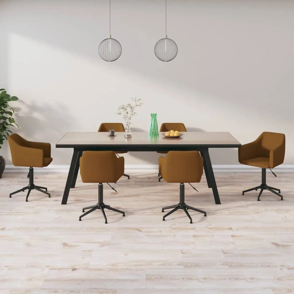 vidaXL Cadeiras de jantar giratórias 6 pcs veludo castanho