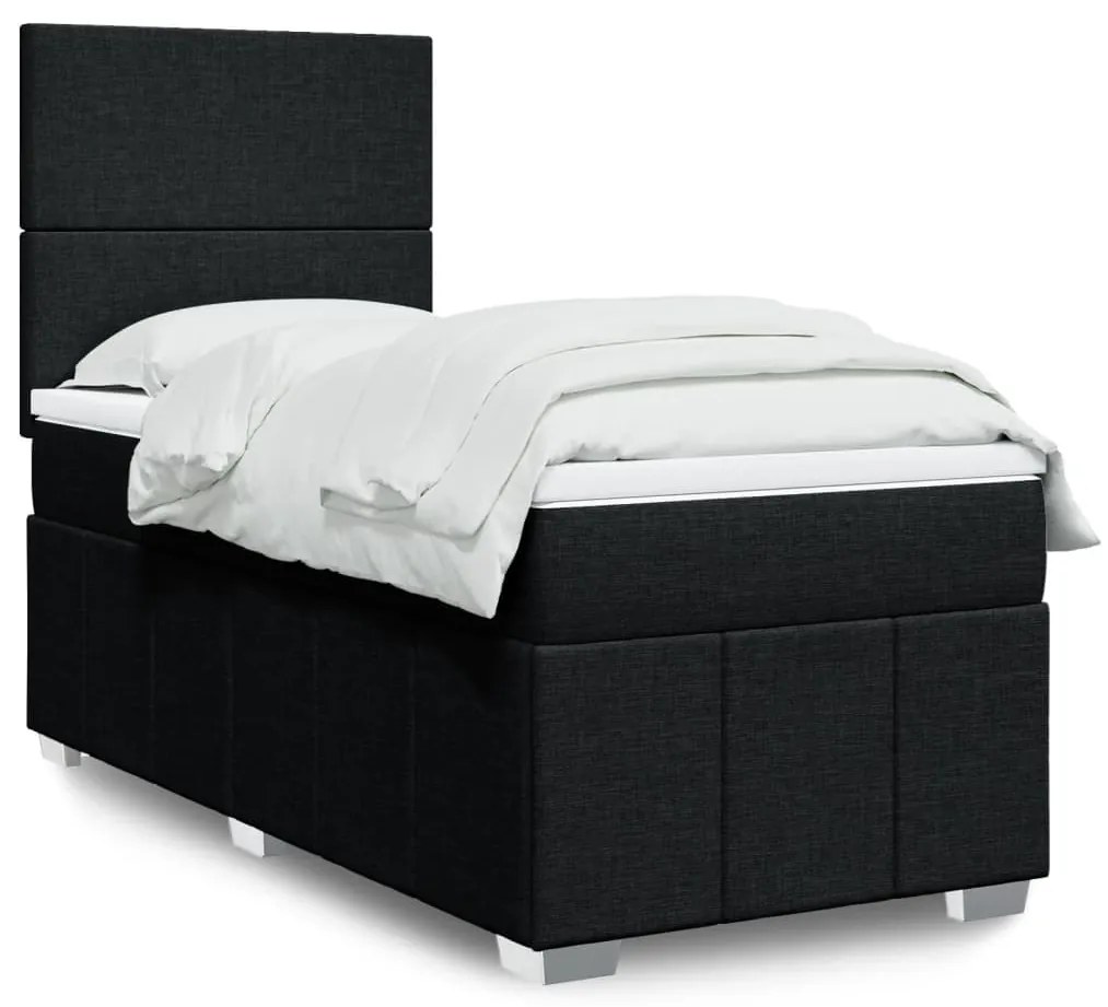 vidaXL Cama com molas/colchão 80x200 cm tecido preto