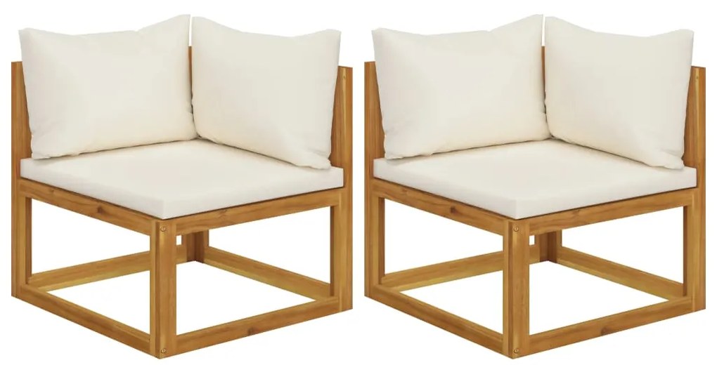 vidaXL Sofás de canto seccionais 2 pcs com almofadões branco nata