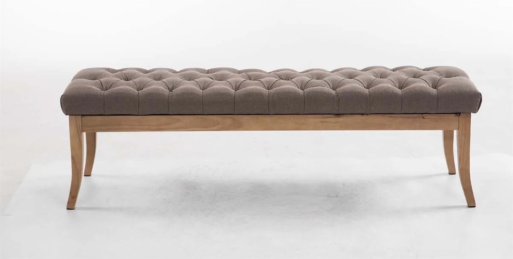 Banco Ramses em tecido com estrutura em antigo claro 46 x 150 x 38 cm Castanho acinzentado