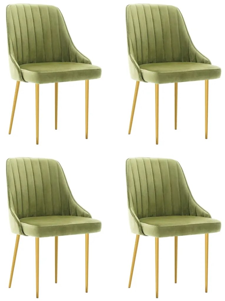 vidaXL Cadeiras de jantar 4 pcs veludo verde-claro
