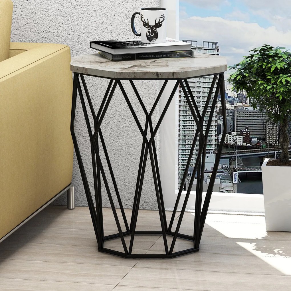 **** Mesa de Apoio Sofya – Branco/Preto – 46x57x46 cm
**