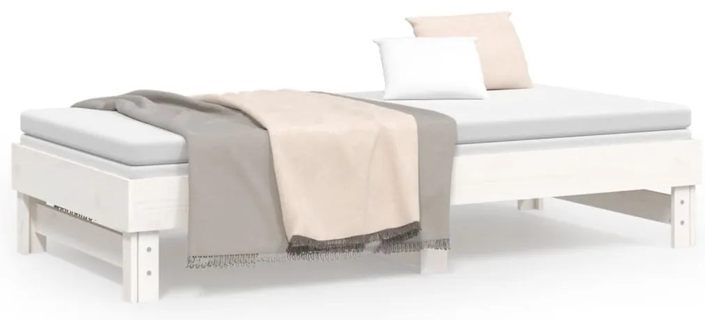 Estrutura sofá-cama de puxar 2x(90x190) cm pinho maciço branco