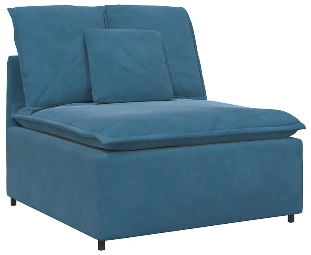 Sofá modular com almofadas veludo azul