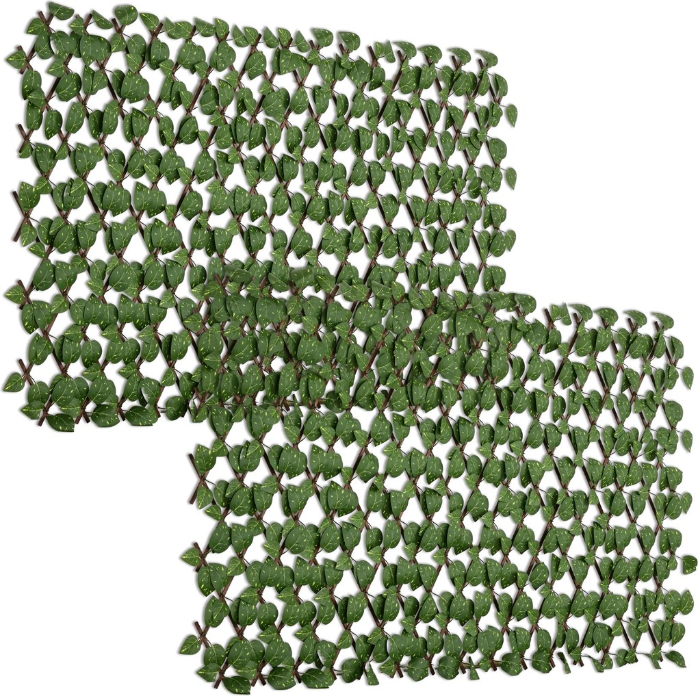 Outsunny Vedação Artificial Rolo 2x1 m 2 Peças Privacidade Jardim Extensível Proteção UV Resistente Verde | Aosom Portugal