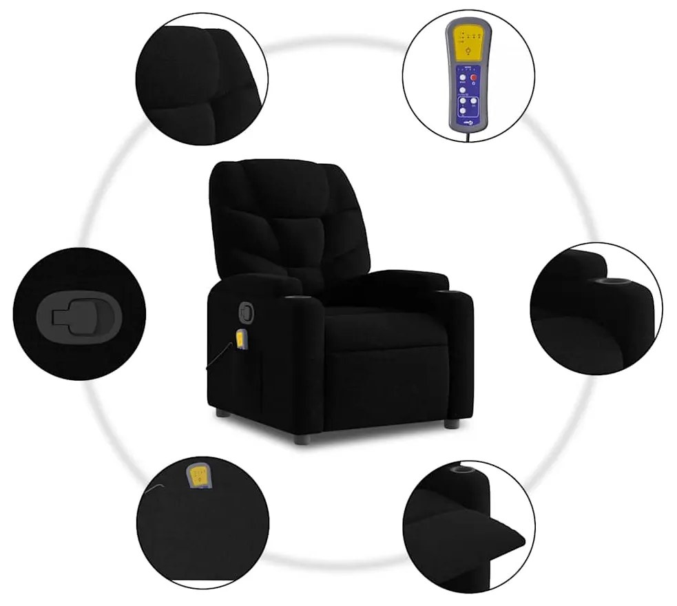 Poltrona de massagens reclinável tecido preto