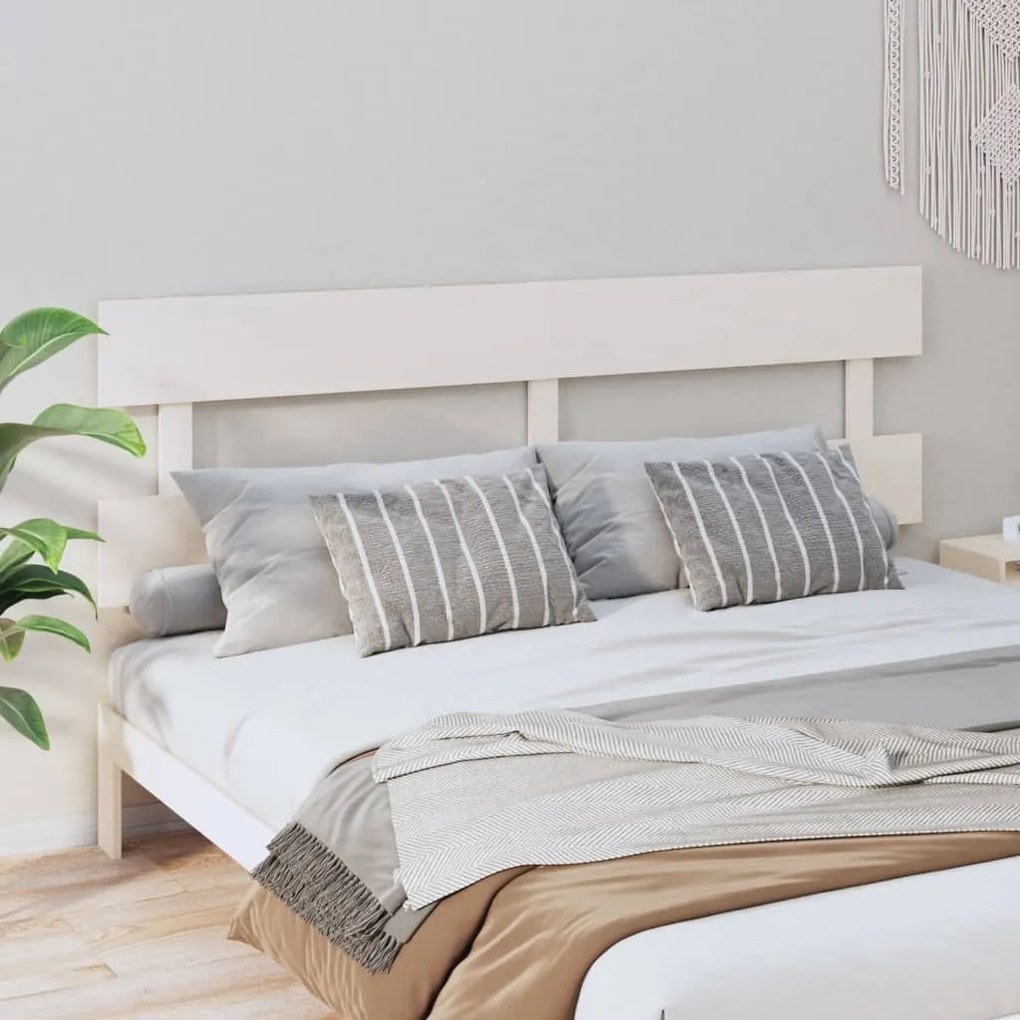 Cabeceira de cama 204x3x81 cm pinho maciço branco